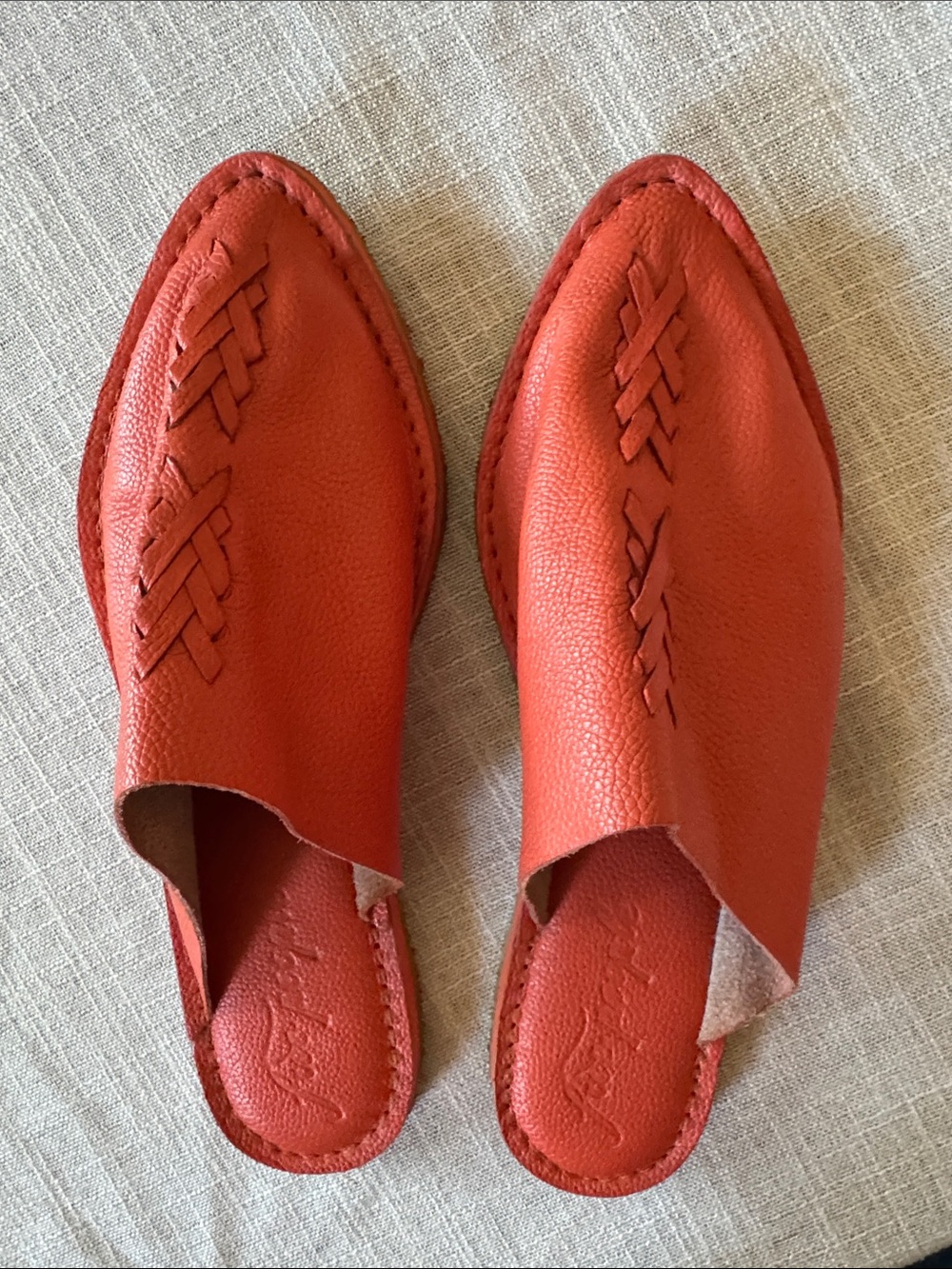 Free People Red Slip-On Leather Mules